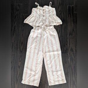 2/$35 H&M Girls 2 Piece Set 10 Striped Cami Top Wide Leg Pants Cotton Outfit